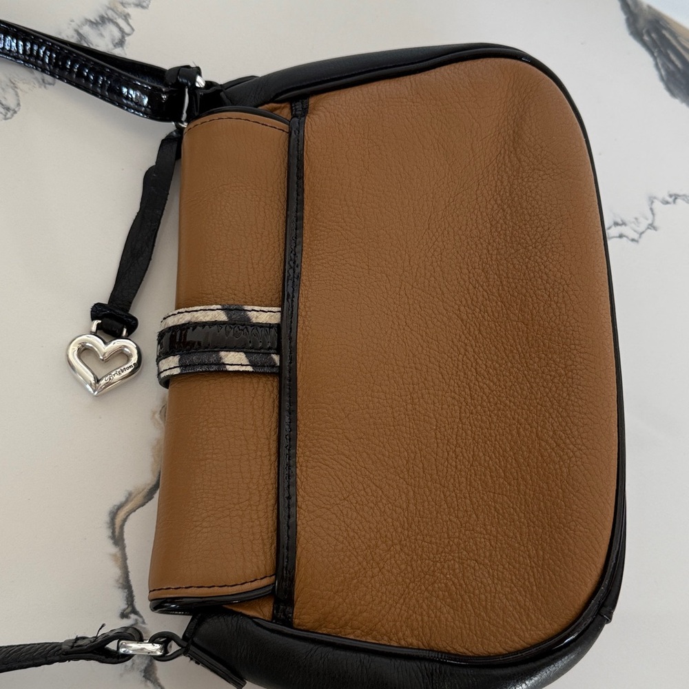 BRIGHTON TAN LEATHER ZEBRA PRINT DIVA LOVE PASSION GLAM CROSSBODY BAG - Picture 9 of 12